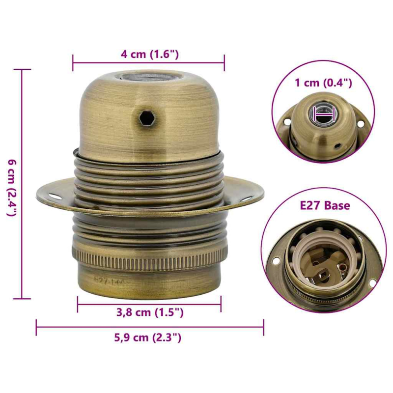 Lampenfassungen 2 Stk. Bronze E27
