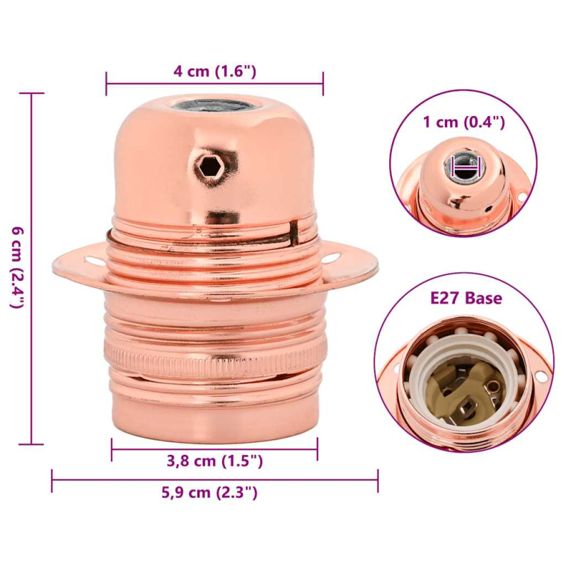Lampenfassungen 2 Stk. Rosegold E27