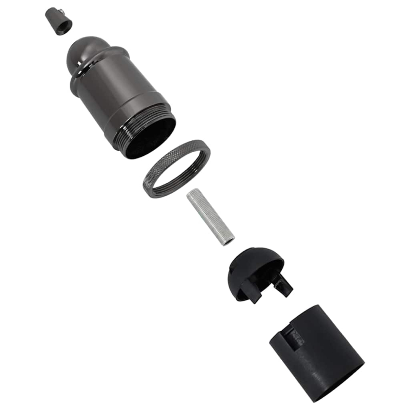 Lampenfassungen 2 Stk. Glänzend Schwarz E27