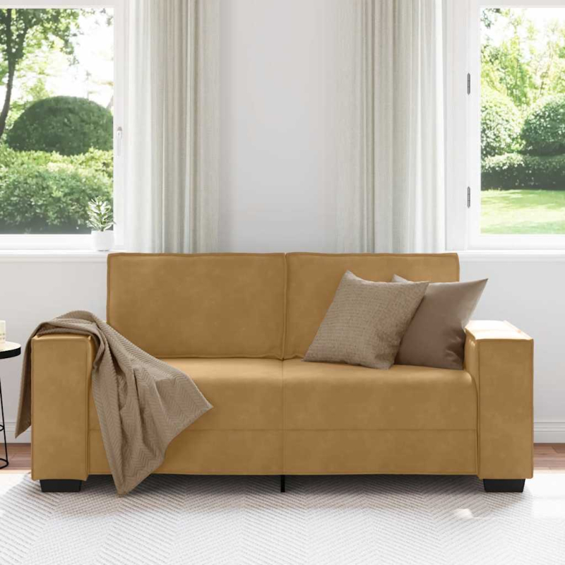 2-Sitzer-Sofa Braun 140 cm Samt