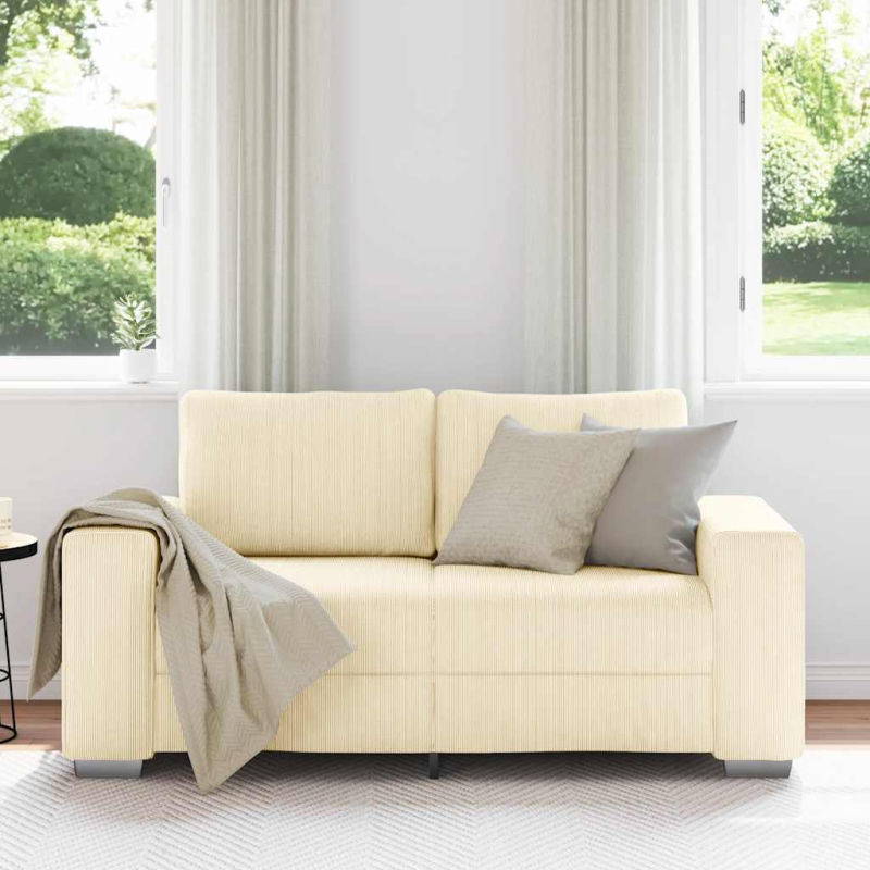 Zweisitzer-Sofa Creme 120 cm Cordstoff