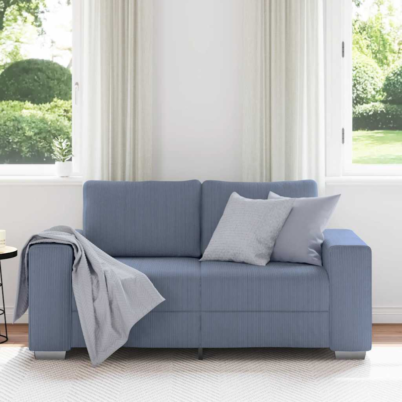 Zweisitzer-Sofa Blau 120 cm Cordstoff