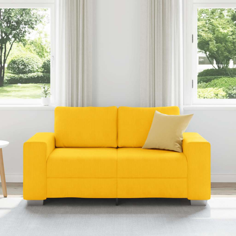 Zweisitzer-Sofa Hellgelb 120 cm Cordstoff
