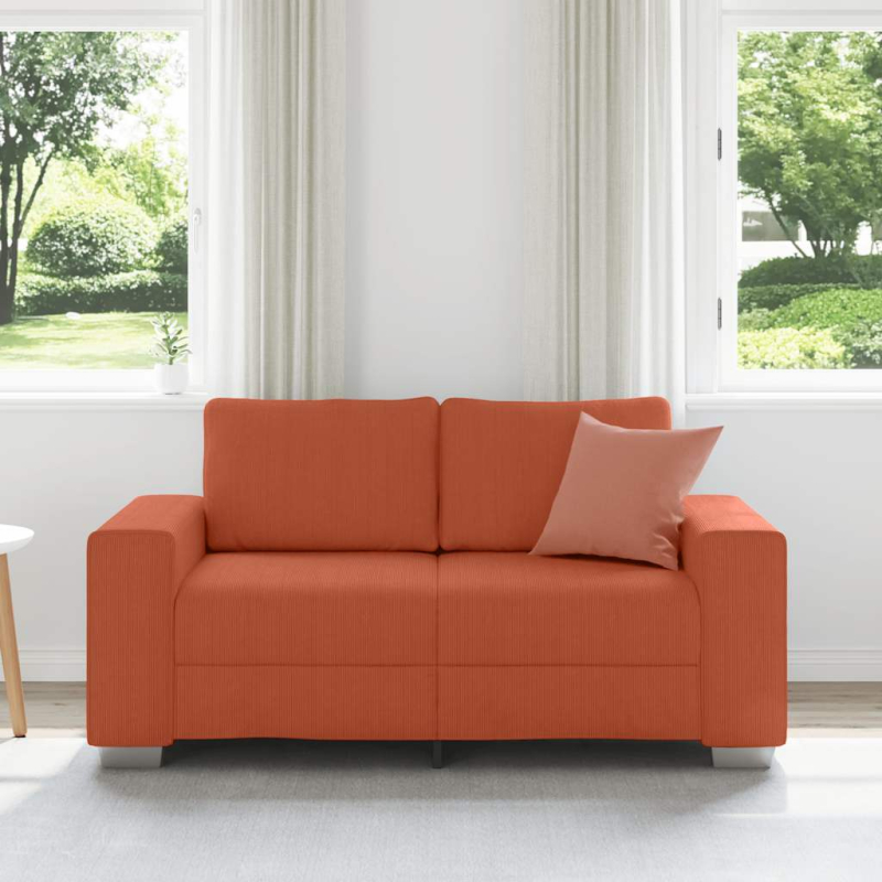 Zweisitzer-Sofa Rot Orange 120 cm Cordstoff