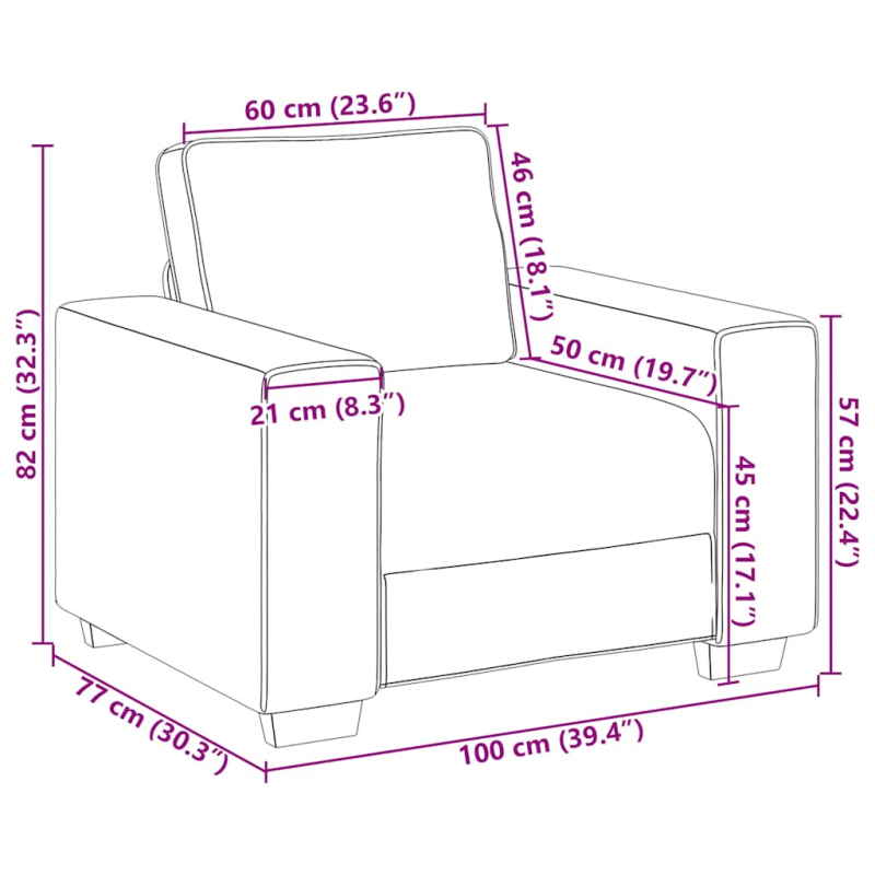 Sessel Blau 60 cm Samt