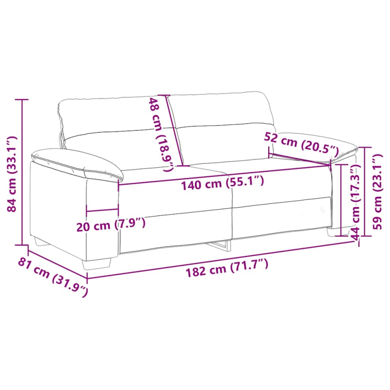 2-Sitzer-Sofa Cappuccino-Braun 140 cm Kunstleder