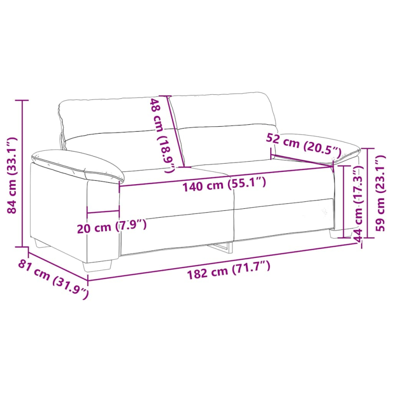 2-Sitzer-Sofa Schwarz 140 cm Kunstleder
