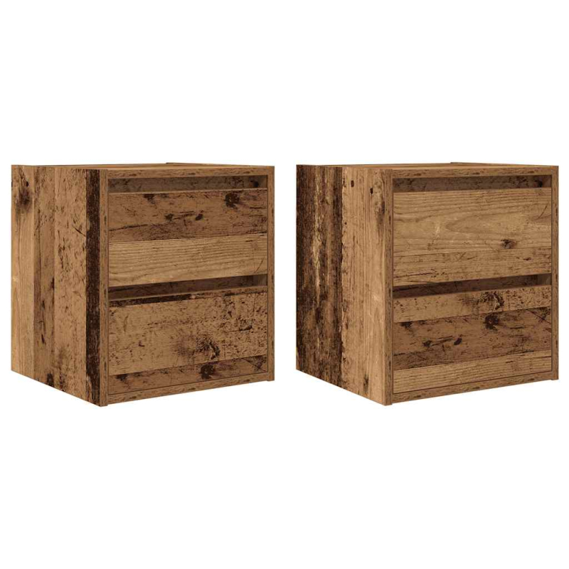 Wand-Nachttische 2 Stk. Altholz-Optik 38x34x40 cm