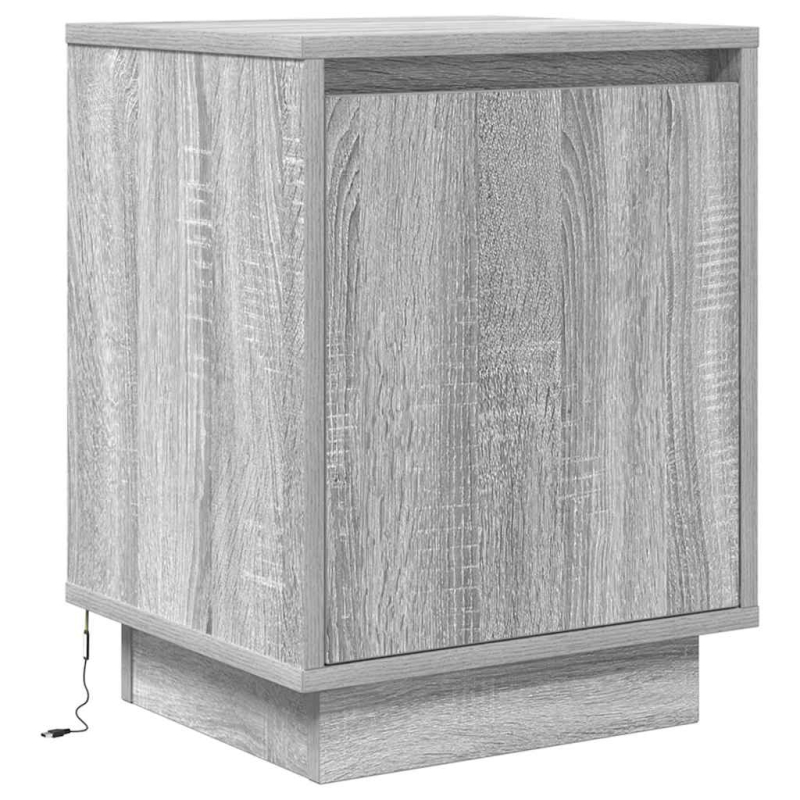 Nachttisch mit LED-Leuchten Grau Sonoma 38x34x50 cm