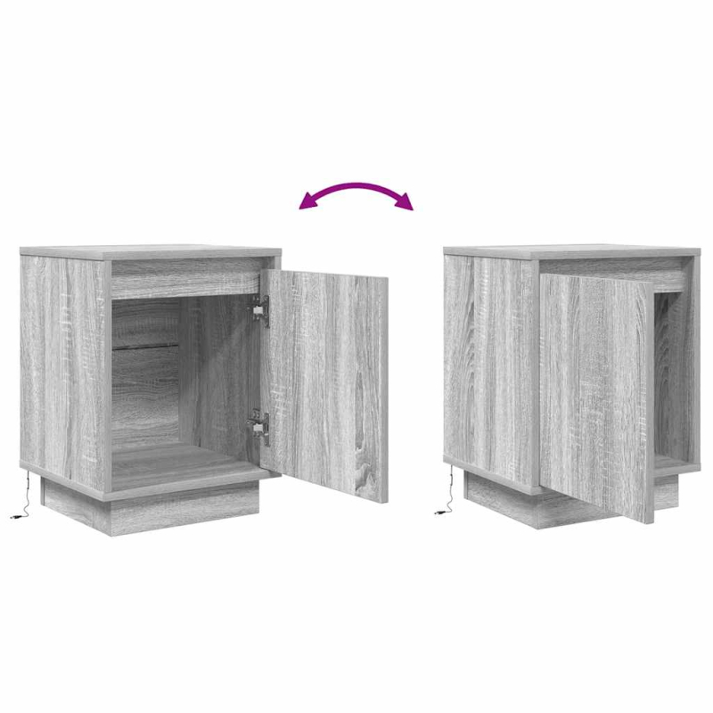 Nachttisch mit LED-Leuchten Grau Sonoma 38x34x50 cm
