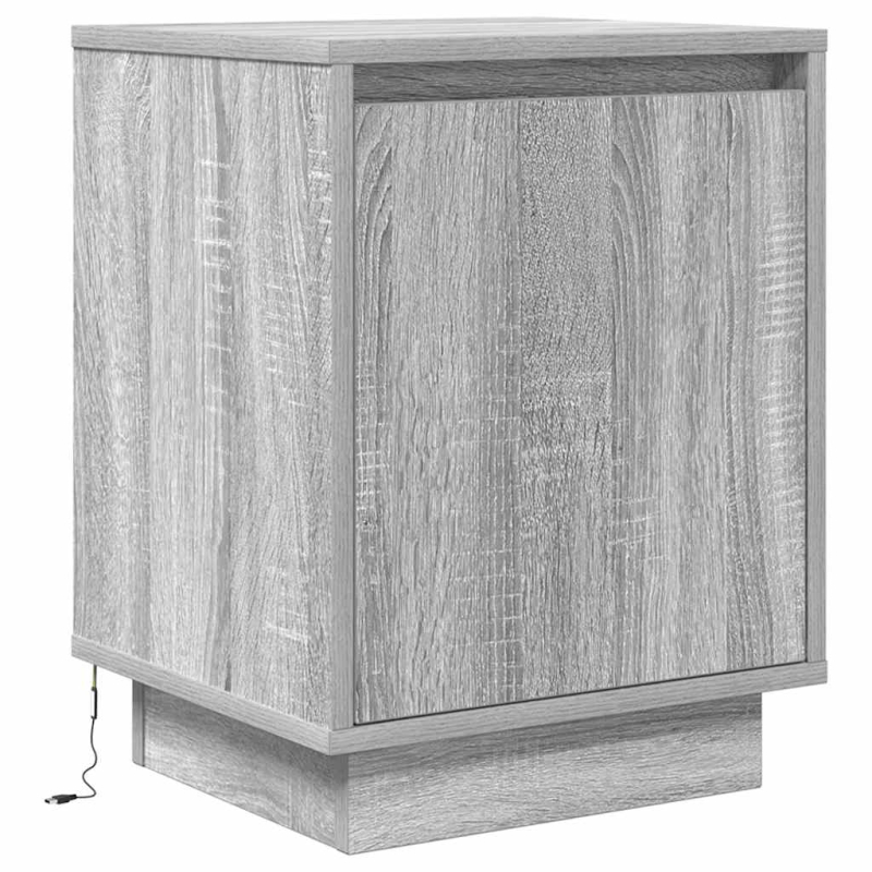Nachttische mit LED-Leuchten 2 Stk. Grau Sonoma 38x34x50 cm