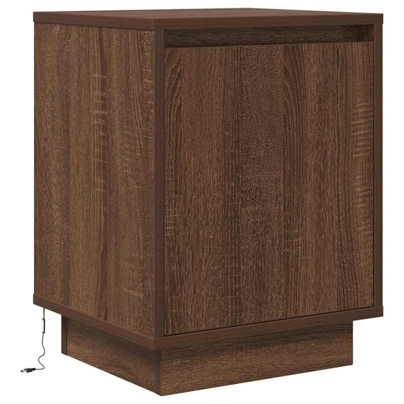Nachttisch mit LED-Leuchten Braun Eichen-Optik 38x34x50 cm