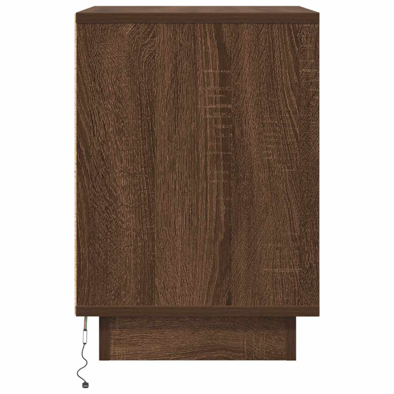 Nachttisch mit LED-Leuchten Braun Eichen-Optik 38x34x50 cm
