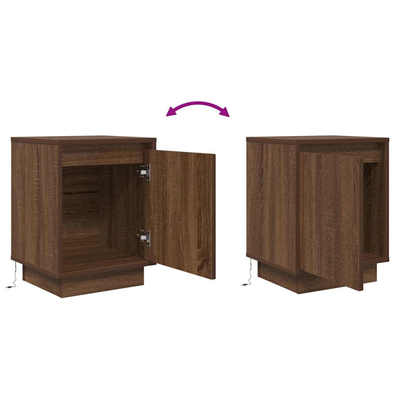 Nachttisch mit LED-Leuchten Braun Eichen-Optik 38x34x50 cm