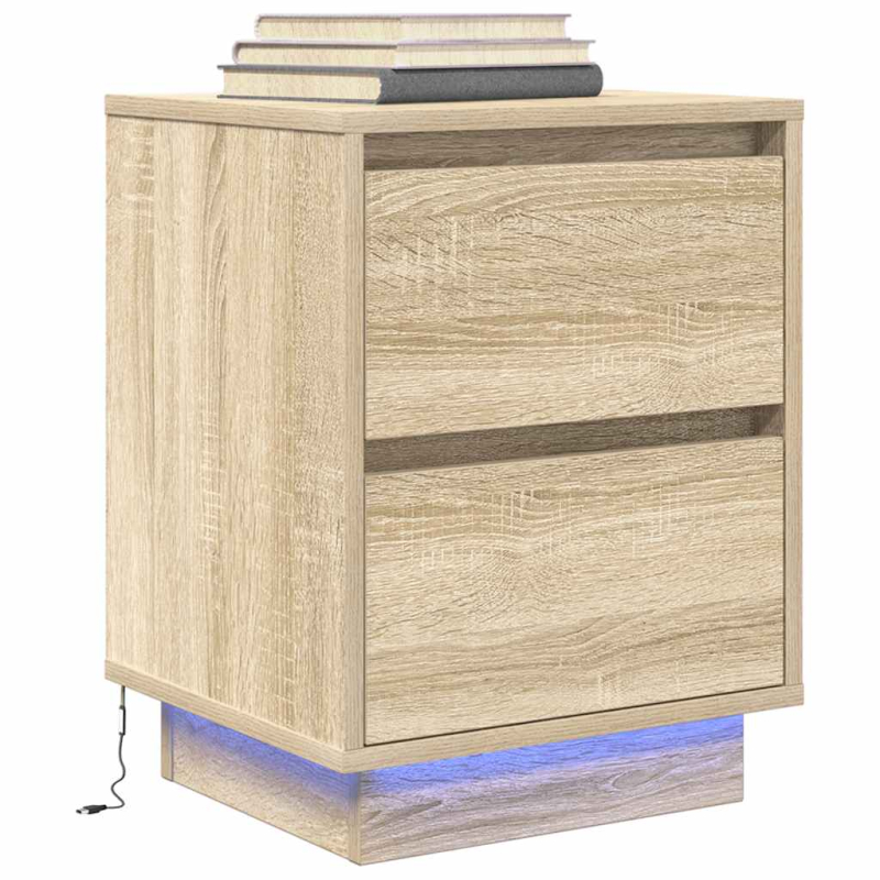 Nachttische mit LED-Leuchten 2 Stk. Sonoma-Eiche 38x34x50 cm