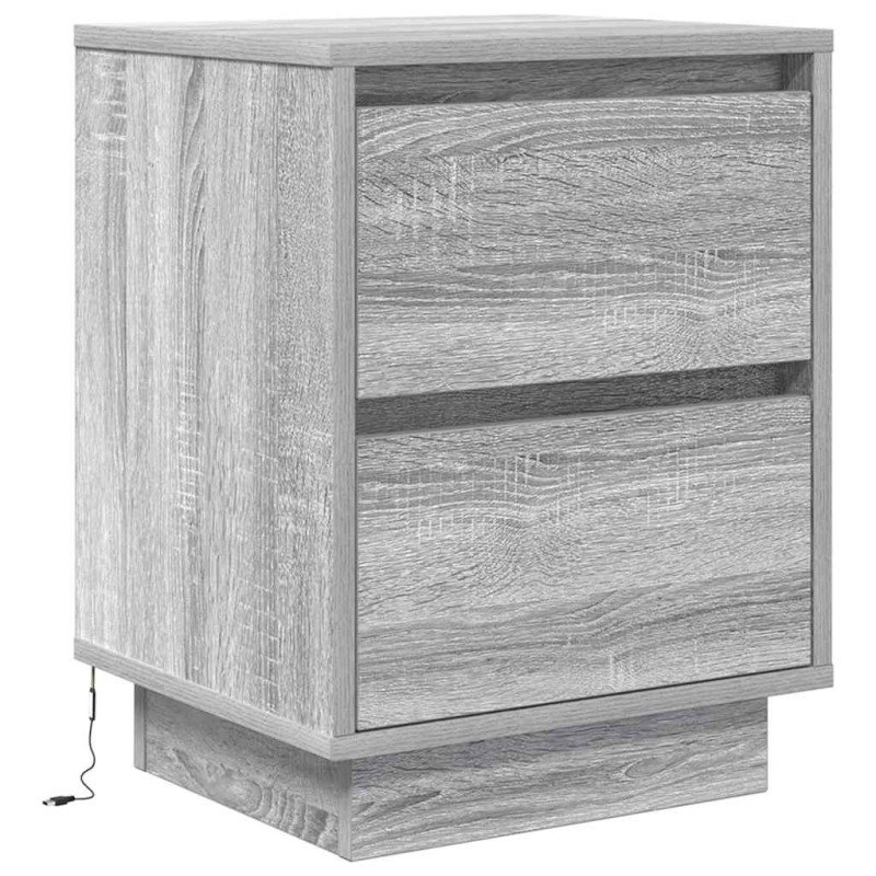 Nachttisch mit LED-Leuchten Grau Sonoma 38x34x50 cm