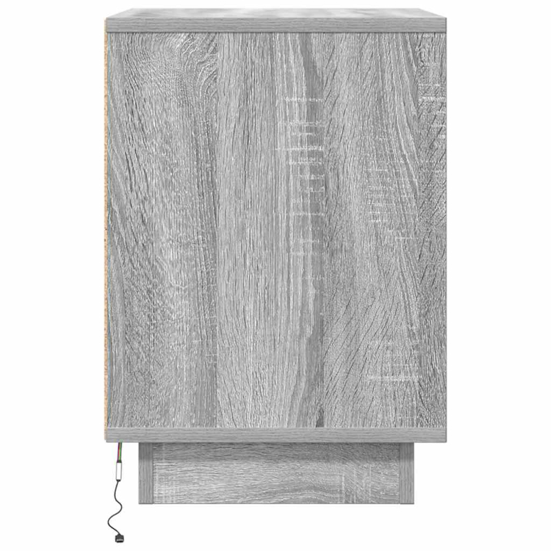Nachttisch mit LED-Leuchten Grau Sonoma 38x34x50 cm