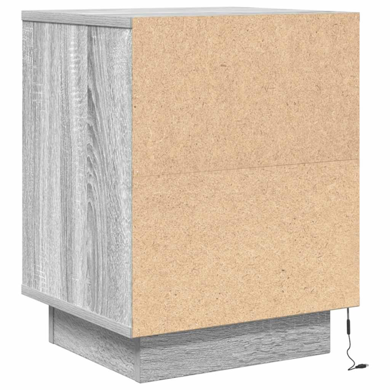 Nachttisch mit LED-Leuchten Grau Sonoma 38x34x50 cm