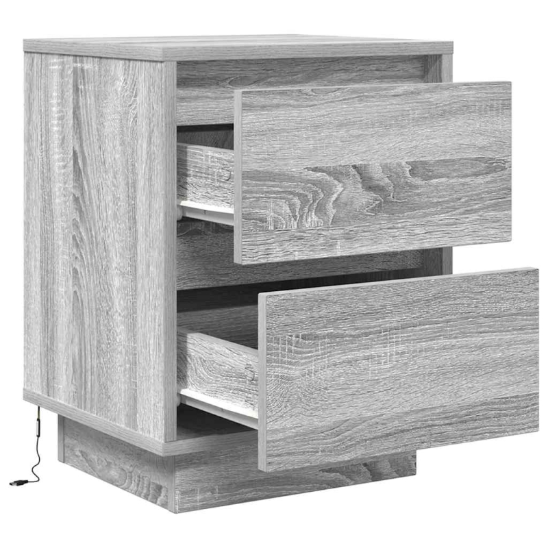 Nachttische mit LED-Leuchten 2 Stk. Grau Sonoma 38x34x50 cm
