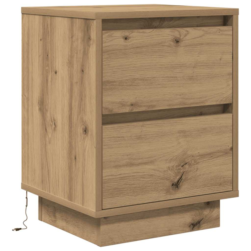Nachttische mit LED-Leuchten 2 Stk. Artisan-Eiche 38x34x50 cm