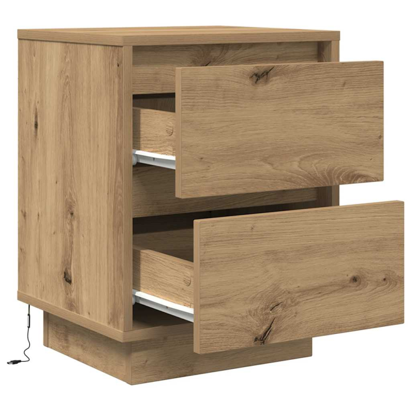 Nachttische mit LED-Leuchten 2 Stk. Artisan-Eiche 38x34x50 cm