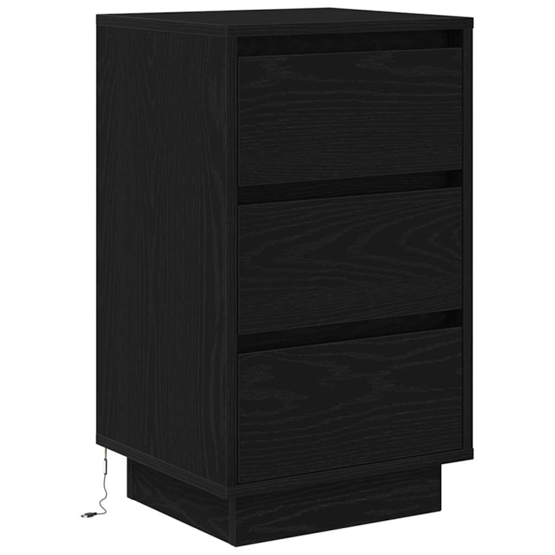 Nachttisch mit LED-Leuchten Schwarz 38x34x65 cm