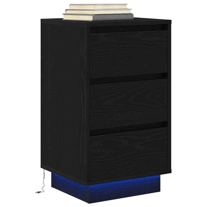 Nachttisch mit LED-Leuchten Schwarz 38x34x65 cm