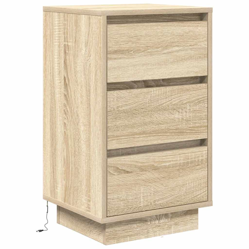 Nachttisch mit LED-Leuchten Sonoma-Eiche 38x34x65 cm