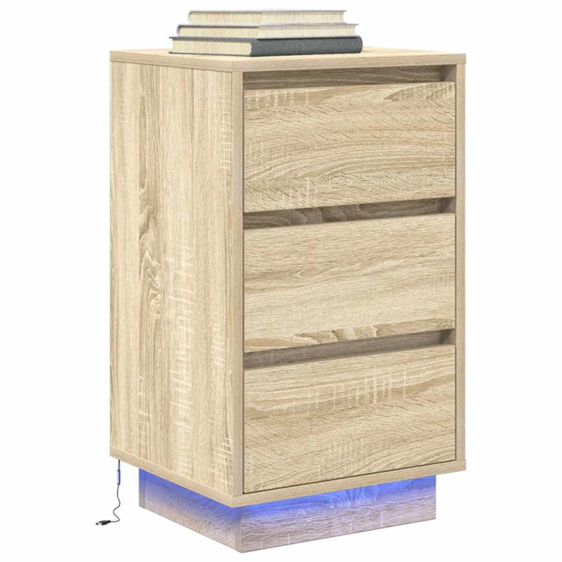 Nachttisch mit LED-Leuchten Sonoma-Eiche 38x34x65 cm