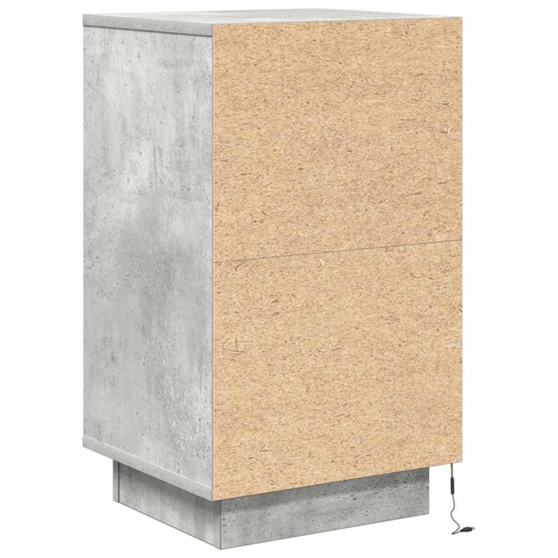 Nachttisch mit LED-Leuchten Betongrau 38x34x65 cm