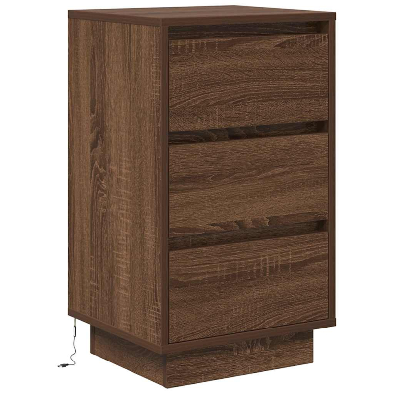 Nachttisch mit LED-Leuchten Braun Eichen-Optik 38x34x65 cm