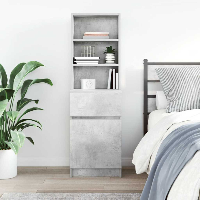 Nachttisch Betongrau 39x35x125 cm Holzwerkstoff
