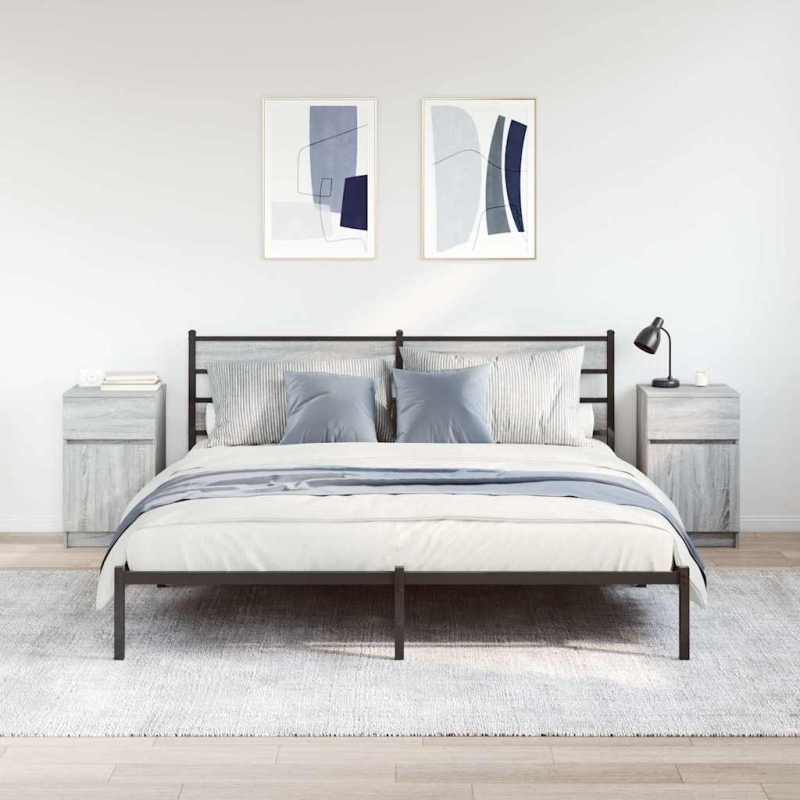 Nachttische 2 Stk. Grau Sonoma 39x35x65 cm Holzwerkstoff