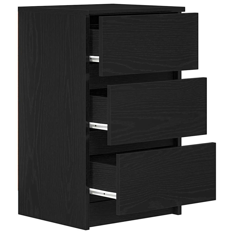 Nachttisch mit 3 Schubladen Schwarz 39x35x65 cm