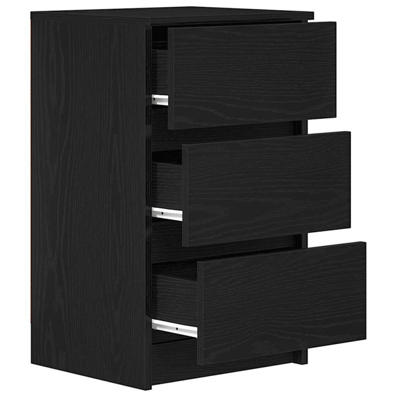 Nachttische mit 3 Schubladen 2 Stk. Schwarz 39x35x65 cm