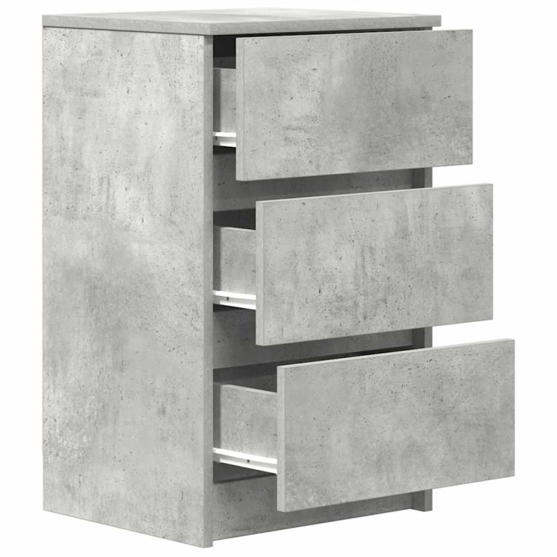 Nachttische mit 3 Schubladen 2 Stk. Betongrau 39x35x65 cm