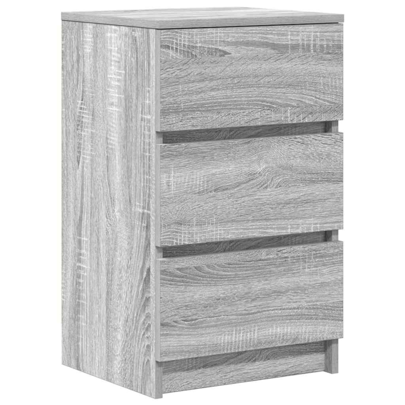 Nachttische mit 3 Schubladen 2 Stk. Grau Sonoma 39x35x65 cm