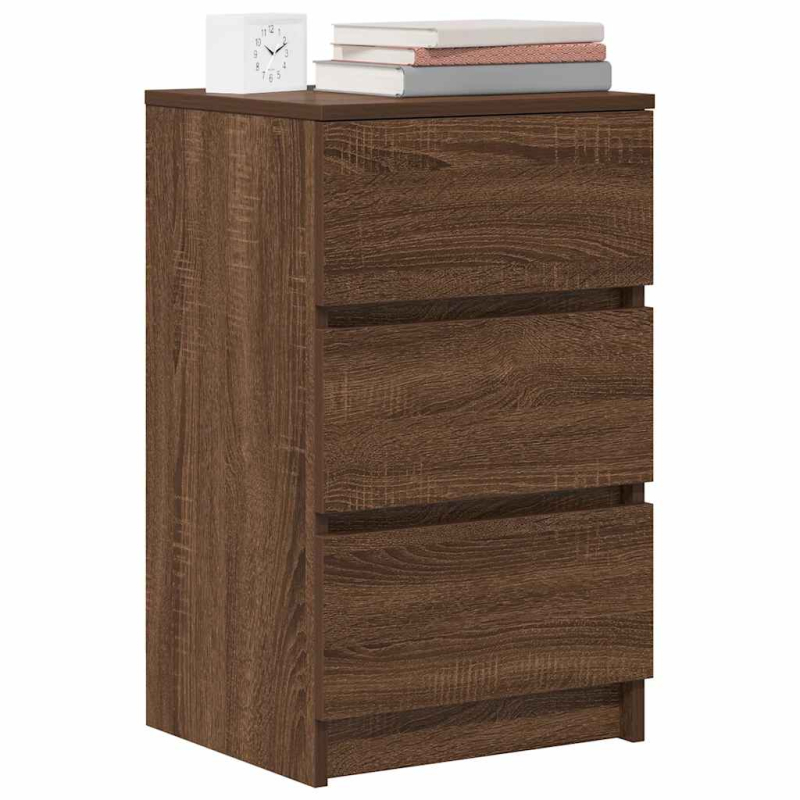 Nachttisch mit 3 Schubladen Braun Eichen-Optik 39x35x65 cm