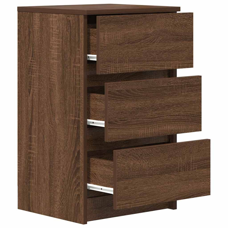 Nachttisch mit 3 Schubladen Braun Eichen-Optik 39x35x65 cm