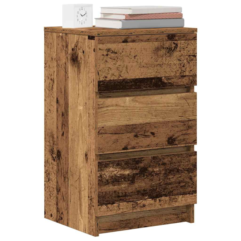 Nachttisch mit 3 Schubladen Altholz-Optik 39x35x65 cm
