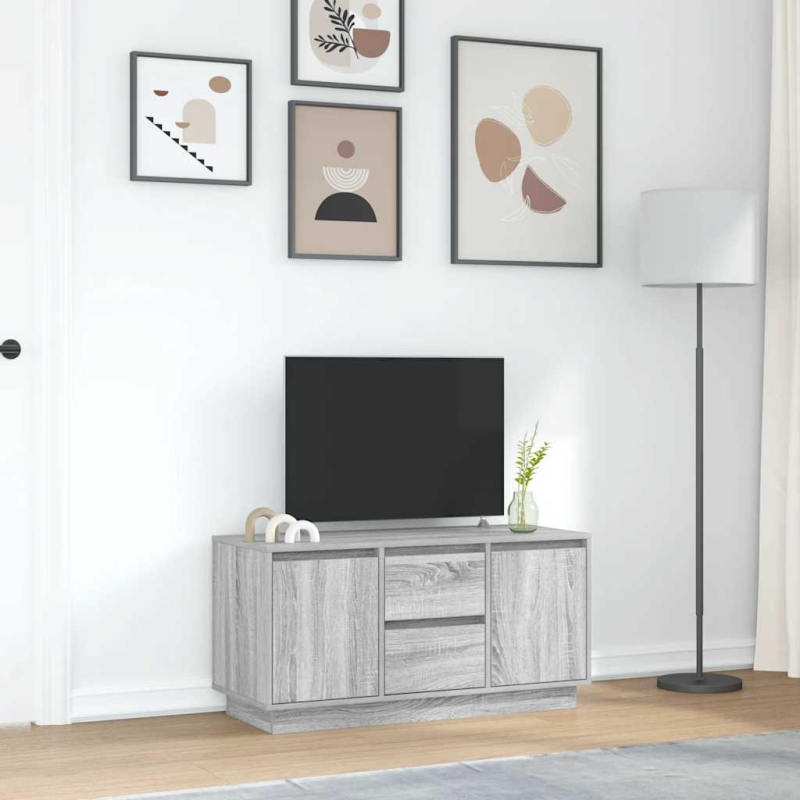 TV-Schrank mit LED-Leuchten Grau Sonoma 100x41x50 cm