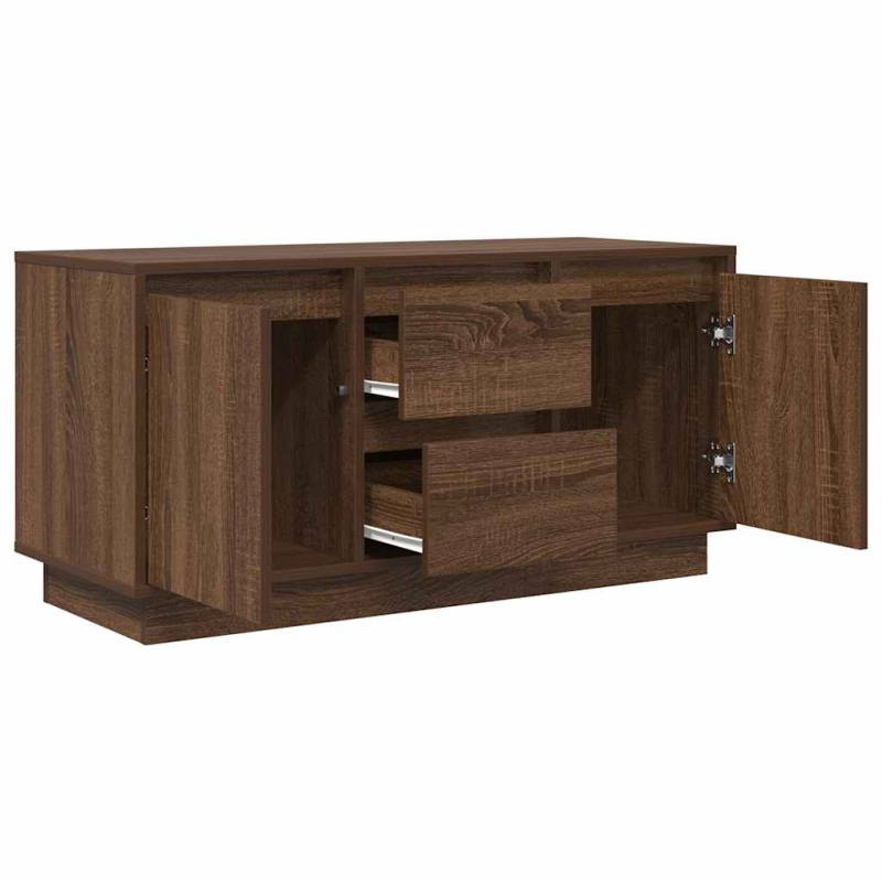 TV-Schrank mit LED-Leuchten Braun Eichen-Optik 100x41x50 cm