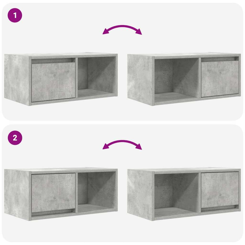 TV-Schrank Betongrau 60x31x25,5 cm Holzwerkstoff