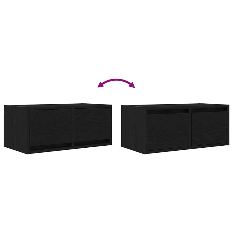 TV-Schrank Schwarz Eichen-Optik 60x31x25,5 cm Holzwerkstoff