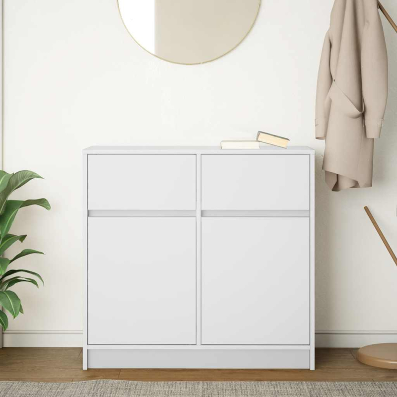 Sideboard mit Schublade Weiß 80x34x76 cm Holzwerkstoff