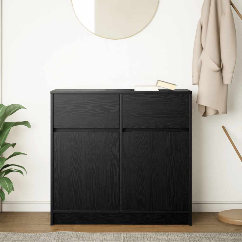 Sideboard mit Schublade Schwarz Eichen-Optik 80x34x76 cm