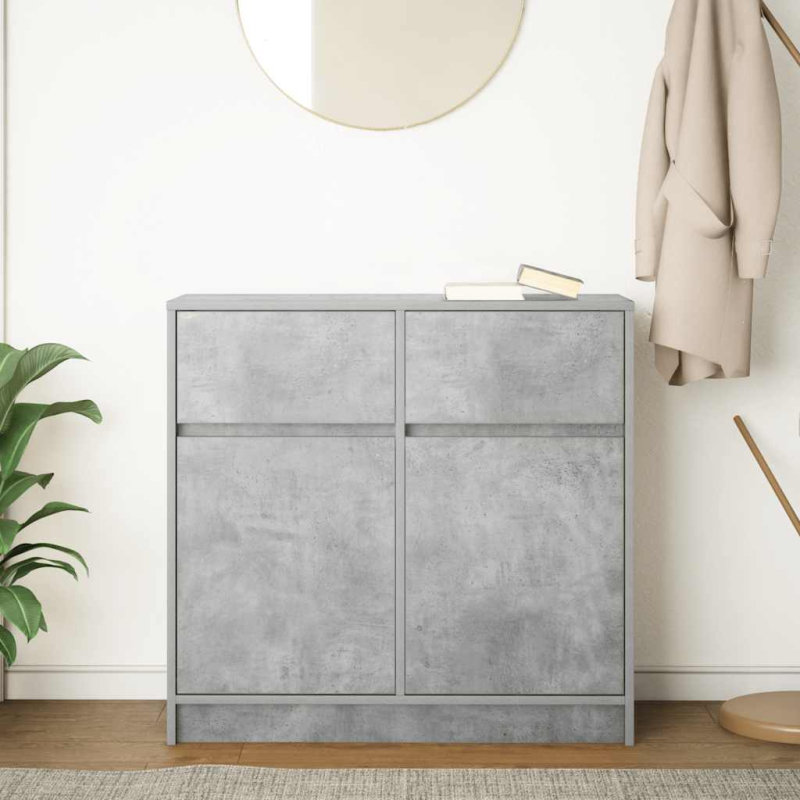 Sideboard mit Schublade Betongrau 80x34x76 cm Holzwerkstoff