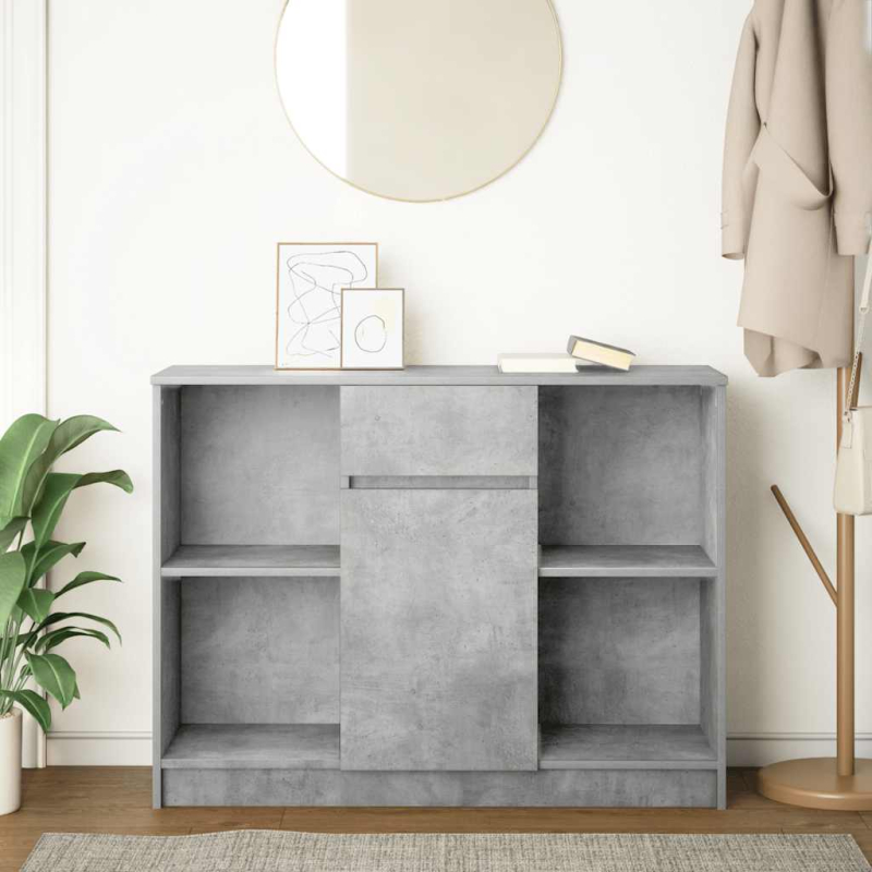 Sideboard mit Schublade Betongrau 101x35x76 cm Holzwerkstoff