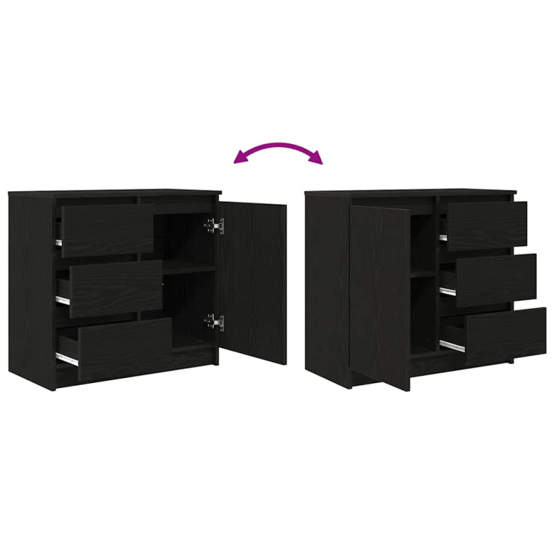 Sideboard mit Schublade Schwarz Eichen-Optik 71x35x65 cm
