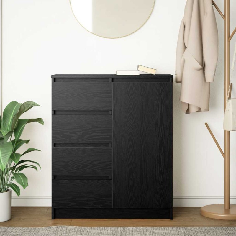 Sideboard mit Schubladen Schwarz Eichen-Optik 71x35x84 cm